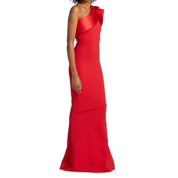 NWT Chiara Boni Kika Ra Ruffled One-Shoulder Trumpet Gown 48(12) $1090 - Picture 3 of 10